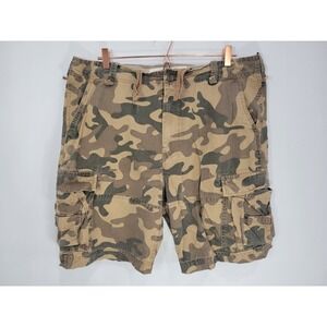 Wonderwall Mens Camo Cargo Shorts Size 36 Broken-In Vintage Surf Utility Cotton